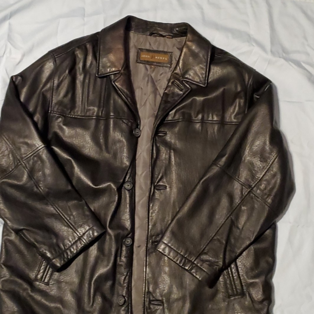 Black Leather Blazer w/quilted inside